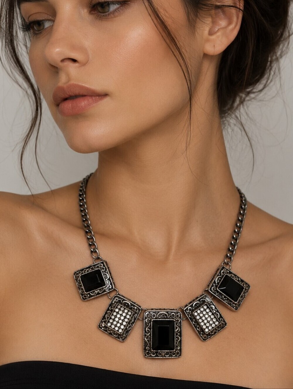 VTG Filigree Rectangle Gothic Punk Castlecore Chain Necklace